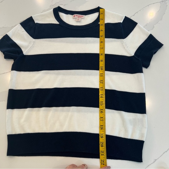 Brooks Brothers Red Fleece Cotton Navy and White Striped Sweater Tee, M - Picture 9 of 9